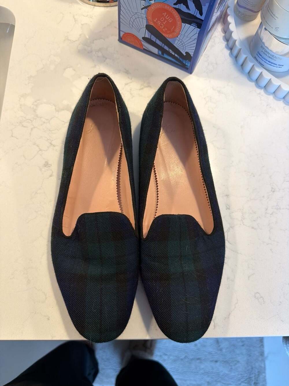 J.Crew Black Watch Tartan Plaid Smoking Loafer Flats